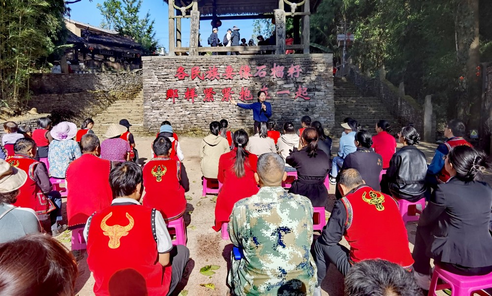 11月8日，云南省妇联党组成员、副主席杨正梅在清水三家村司莫拉开展了中国妇女十三大精神和铸牢中华民族共同体意识的宣讲。邵今摄_副本.jpg